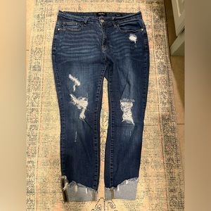 Judy Blue Skinny Fit Cropped Ankle Distressed Jeans, 18W